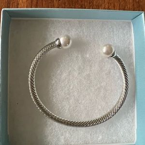 Touchstone Crystal “With a Twist” Silver and Pearl Bracelet with Box